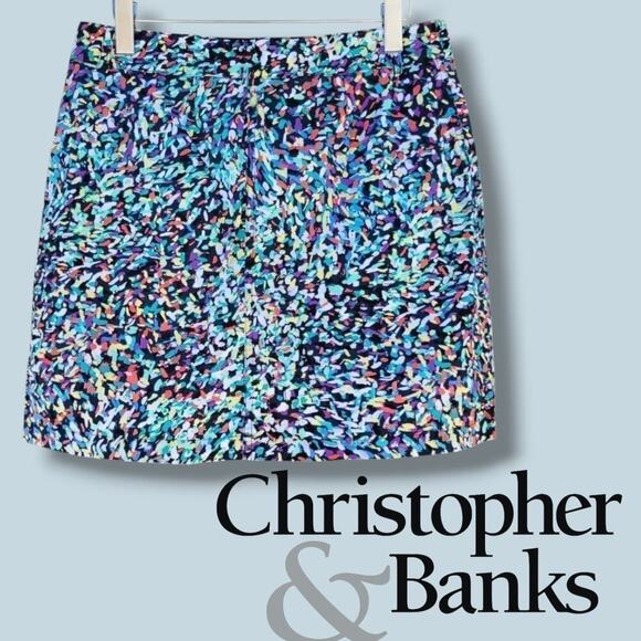 Christopher & Banks Women’s Abstract Print Casual Skirt 8P Cotton Spandex Blend - Picture 8 of 8